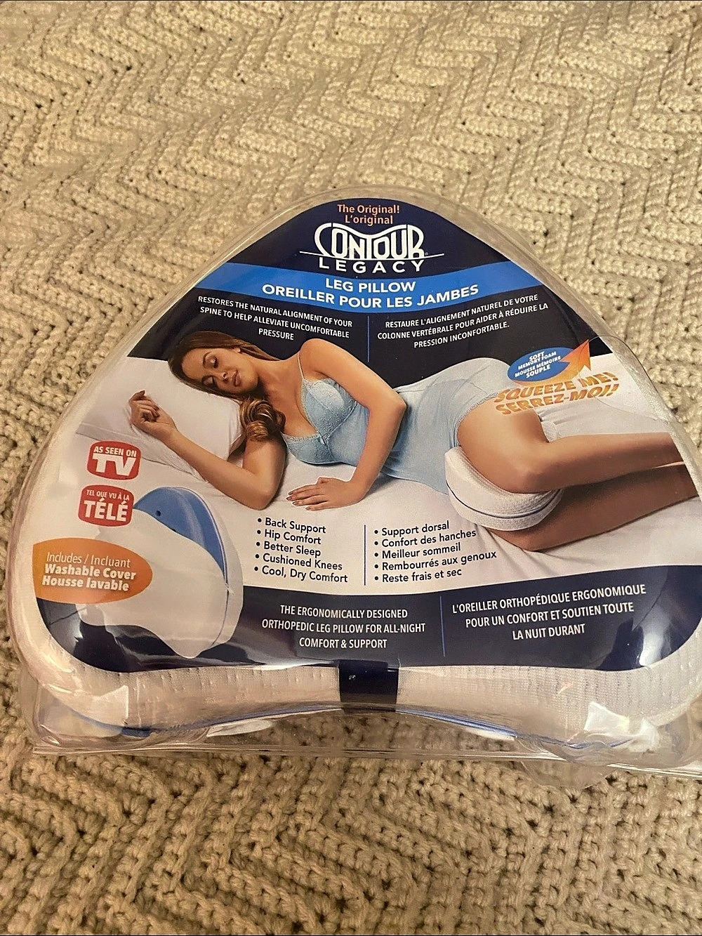 Contour Legacy Leg Pillow White & Blue NWT